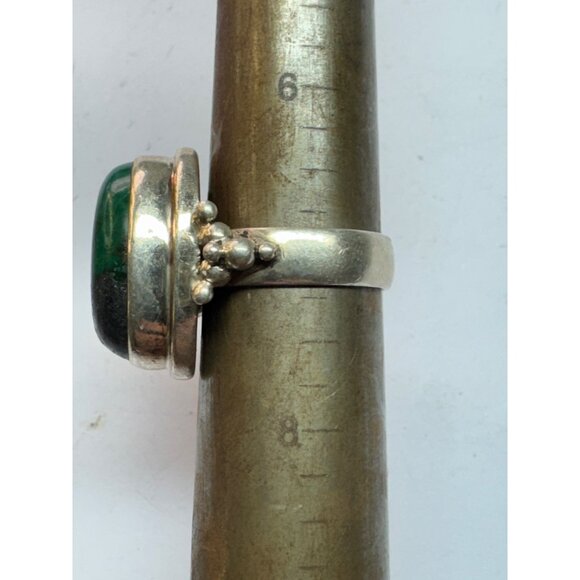 Vintage Estate Sterling Silver Moss Agate Ring Sz 7 Statement 925, 10g Unique - Picture 8 of 9